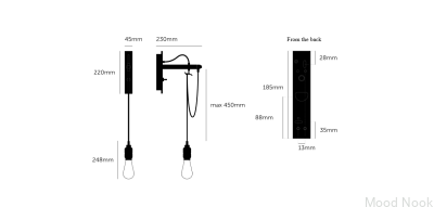 Настенный светильник Hooked Nude, сталь, графит, латунь