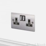 Modułowe gniazdo Euro Plate 2g z wtyczkami angielskimi na 13 AMp