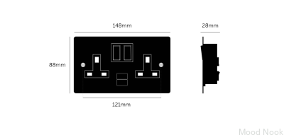 Dubbel USB 3.1A Typ G UK 2G-uttag Stål Silver Brittisk standard