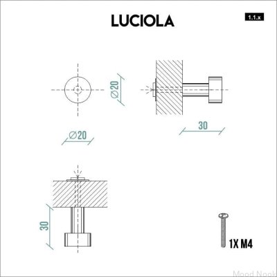 Möbelknopp Luciola 20 Borstat stål