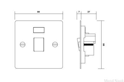 Dubbelpolig isolatorbrytare 20A stål silver brittisk standard