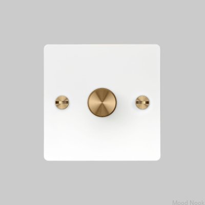 LED-dimmer Cross 1G 120W stålvit med mässing brittisk standard