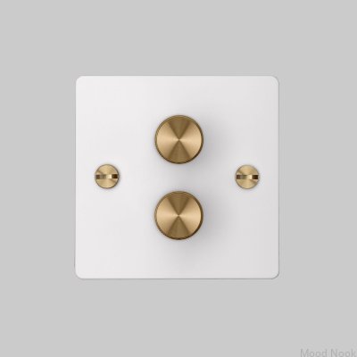 LED-dimmer Cross 2G 120W stålvit med mässing brittisk standard