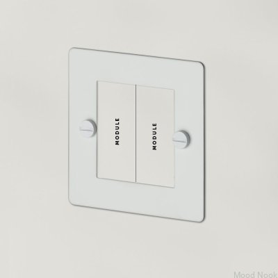 Euro Plate 1G Tvåmodulsram, stål, vit, brittisk standard