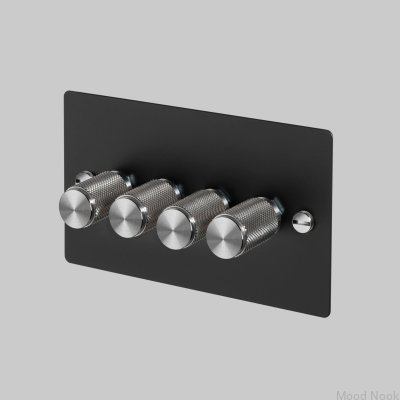 Cross 4G 120W LED-dimmer stål svart med silver brittisk standard