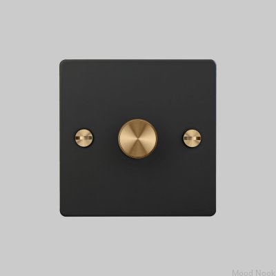 Cross 1G 120W LED-dimmer stål svart med mässing brittisk standard