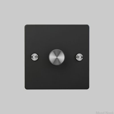 LED-dimmer Cross 1G 120W stålsvart med silver brittisk standard
