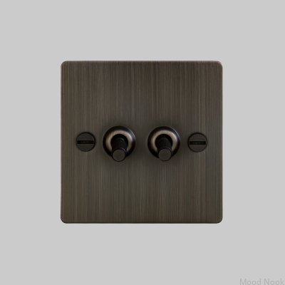 Dubbelströmbrytare Kors 2G Bränd brons Mässing Brittisk Standard