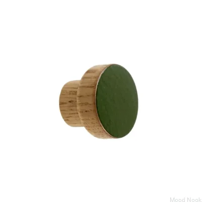 Möbelknopp Enkel, Trä, Emaljerad, Mörkgrön, Olja, Färglös, Halvmatt