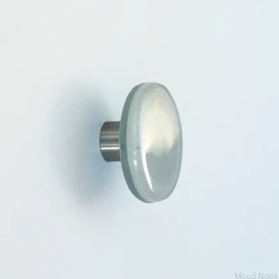 Möbelknopp, rund, glas, grå