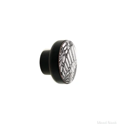 Pomo para muebles Kosmosy de madera esmaltada en negro