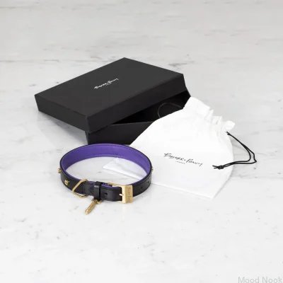 Hundhalsband L Läder Guld