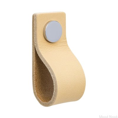 Gałka meblowa Loop 65 skórzana naturalna z chromem