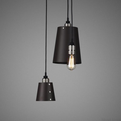 Ljuskrona med skärmar 3.0 Krokmonterad 2 m Stål Grafit med Silver