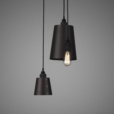 Ljuskrona med skärmar 3.0 Krokmonterad 2 m Stål Grafit med Bränd Brons