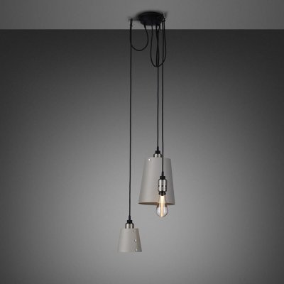 Ljuskrona med skärmar 3.0 Hooked 2.6 m Stålgrå med Silver