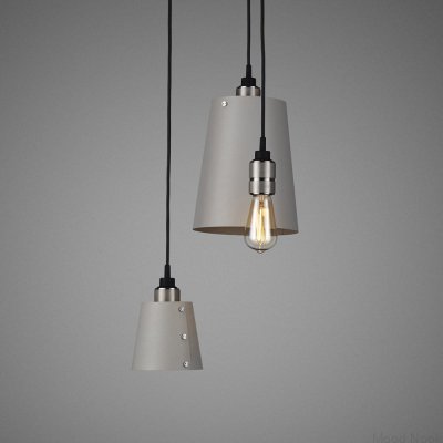 Ljuskrona med skärmar 3.0 Hooked 2.6 m Stålgrå med Silver