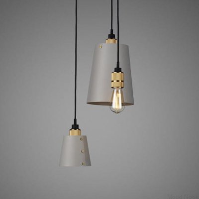 Ljuskrona med skärmar 3.0 Krokmonterad 2 m Stålgrå med Mässing