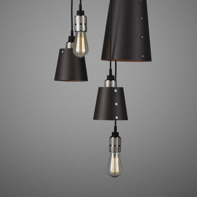 Ljuskrona med skärmar 6.0 Krokformad 2.6 m Stål Grafit med Silver