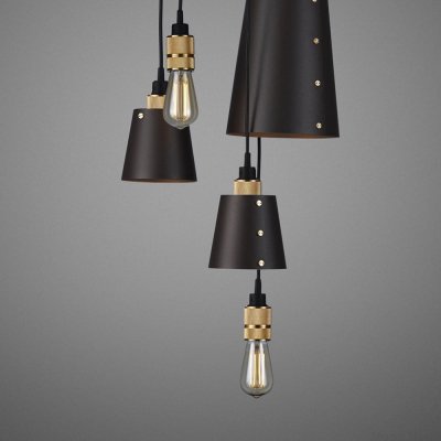 Ljuskrona med skärmar 6.0 Krokmonterad 2 m Stål Grafit med Mässing