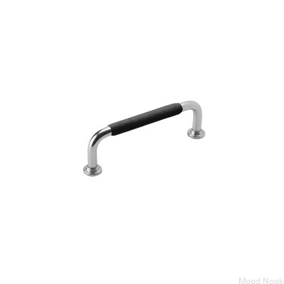 Avlångt möbelhandtag 1353 96 Nickel Svart Läder