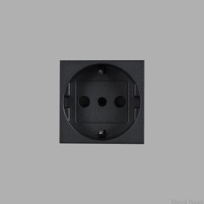 Enkel modulär sockel Typ F + L Italiensk 45 mm Svart Europeisk standard