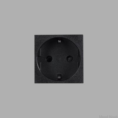 Enkelt modulärt uttag Typ F Schuko 45mm Svart Europeisk standard