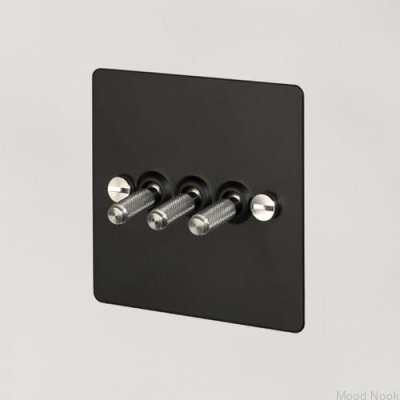 Trippelbrytare Kors 3G Stål Svart med Silver Brittisk Standard