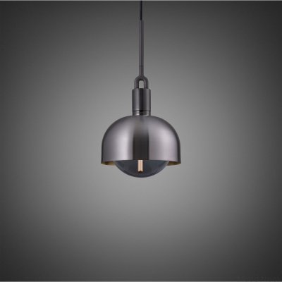 Forked M-pendellampa med skärm i pistolmetall och rökfärgad skärm