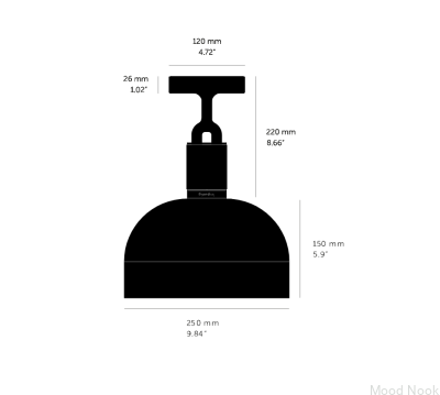 Gaffelformad M-taklampa med mässingslock