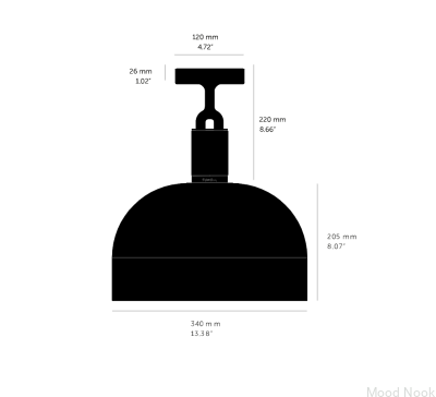 Gaffelformad L-formad taklampa med mässingslock