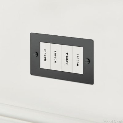 Euro Plate 2G Fyrmodulsram, svart stål, brittisk standard