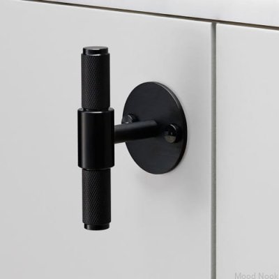 T-bar möbelhandtag med kryssplatta 95 stål svart