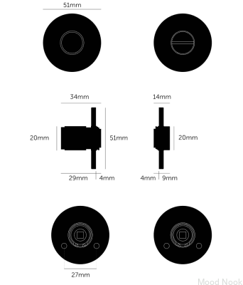 Kryssknopplås 38mm stål svart europeisk standard