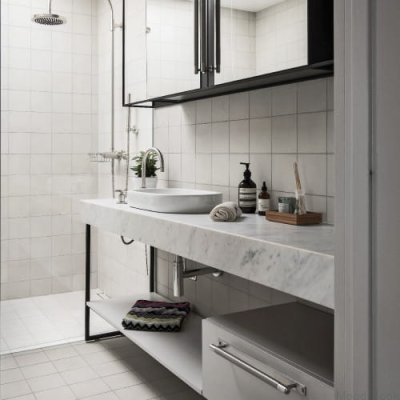 Avlångt möbelhandtag med korsplatta 125 mässing bränd brons