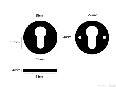 Euro cylindrisk skylt 35 mm stålsvetsare svart brittisk standard