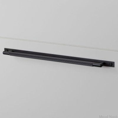 Avlångt möbelhandtag med dyna Linjär platta 325 stål svart
