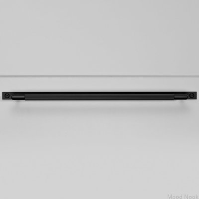 Avlångt möbelhandtag med dyna Linjär platta 325 stål svart