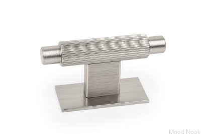 Möbelknopp med T-Bar Arpa-platta Aluminium Silver Borstad