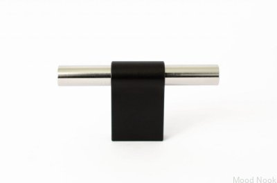 Möbelknopp T-Bar Line Mix 60 Metallsvart med polerat stål