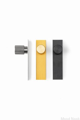 Möbelknopp med Arpa Plate Aluminium Guld Borstad bricka