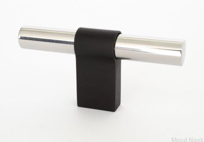T-Bar Line Big Mix 12 möbelknopp, polerat stål med svart aluminium