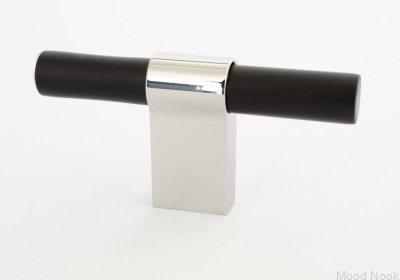 T-Bar Line Big Mix 12 möbelknopp, svart aluminium med polerat stål
