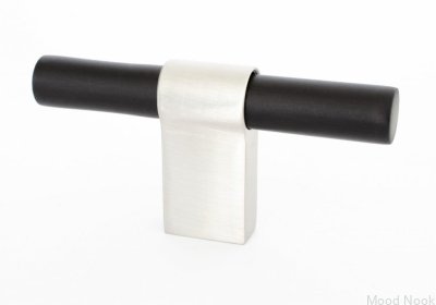 T-Bar Line Big Mix 12 möbelknopp, svart aluminium med borstat stål