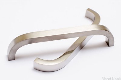 Avlångt möbelhandtag Slim 128, Silver, Stål, Borstad