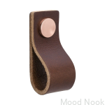 Uchwyt meblowy Loop 65 Brązowa Skóra Polerowany Mosiądz