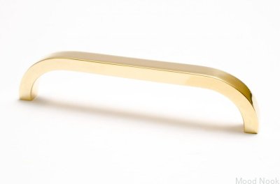 Långt möbelhandtag Slim 128 Guld Mässing Polerad Omålad