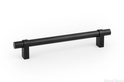 Nobb 192 avlångt möbelhandtag, borstad aluminium, svart