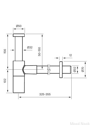 Sifón para lavabo XACC167 Latón Negro Cromo Cepillado