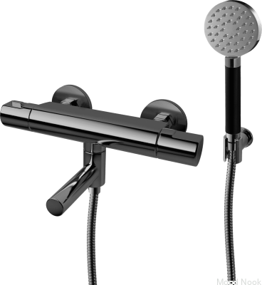 Grifo termostático de pared para bañera ARM026-150 Latón Negro Cromo